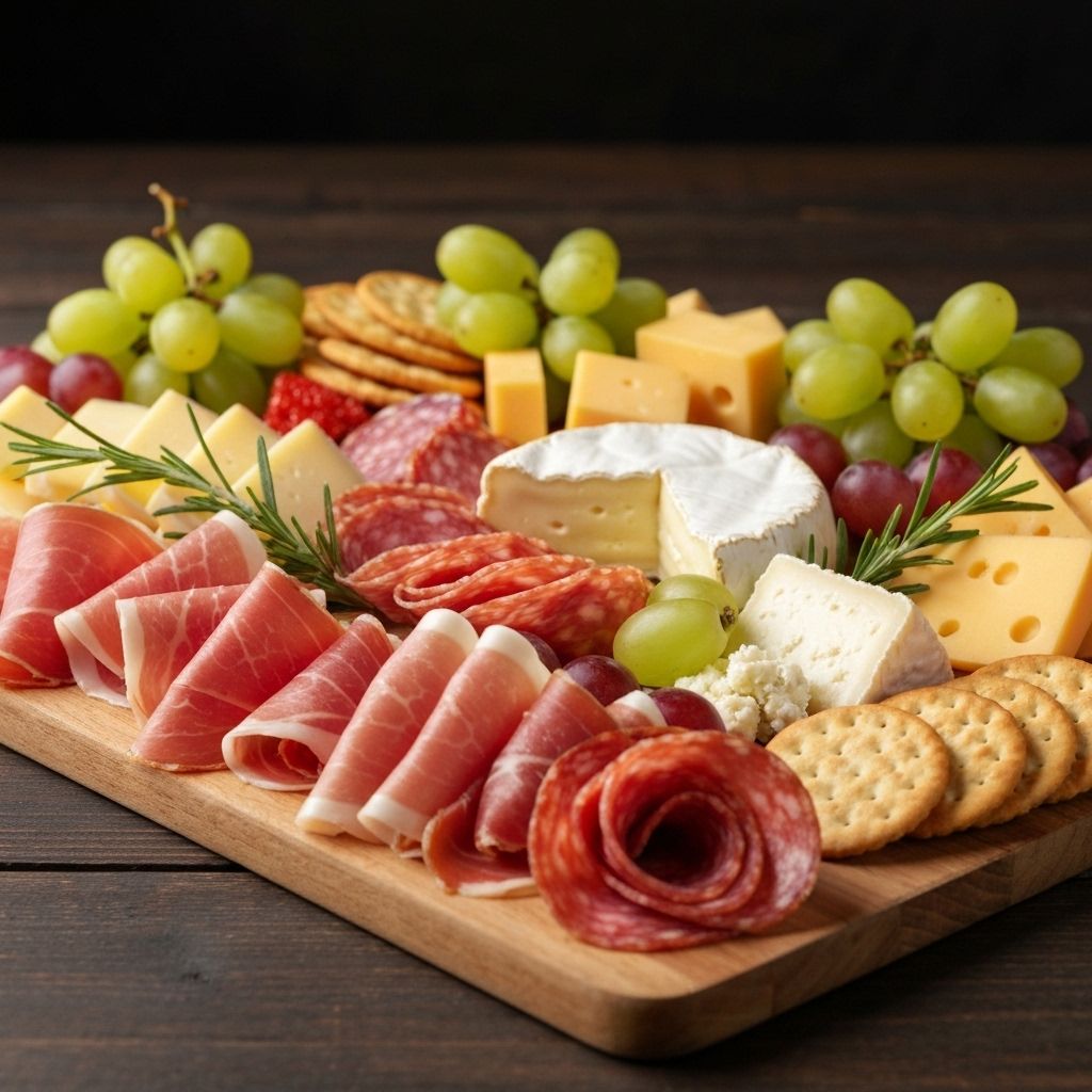 Charcuterie board with meats and cheeses