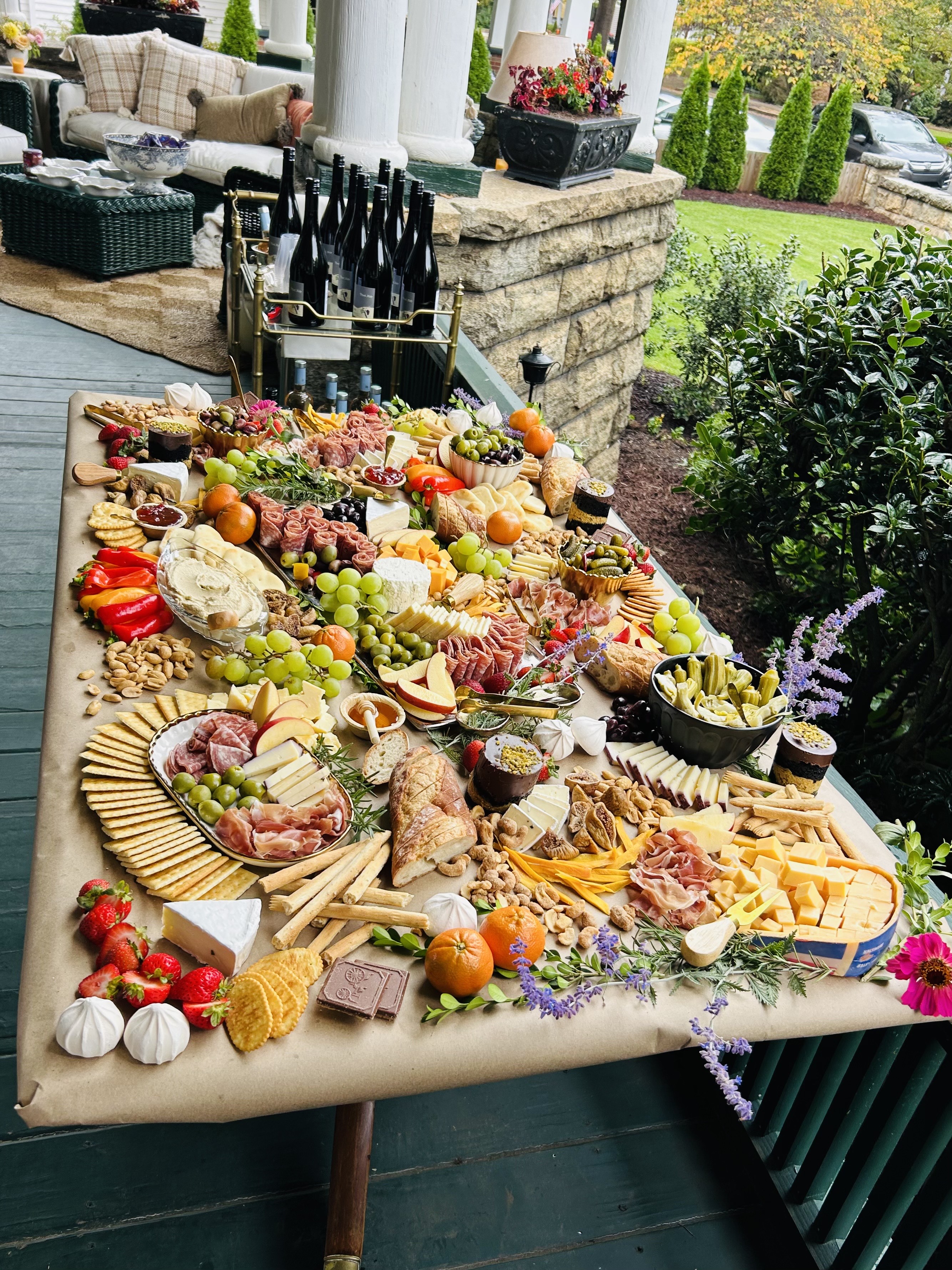 Large outdoor grazing table for event catering